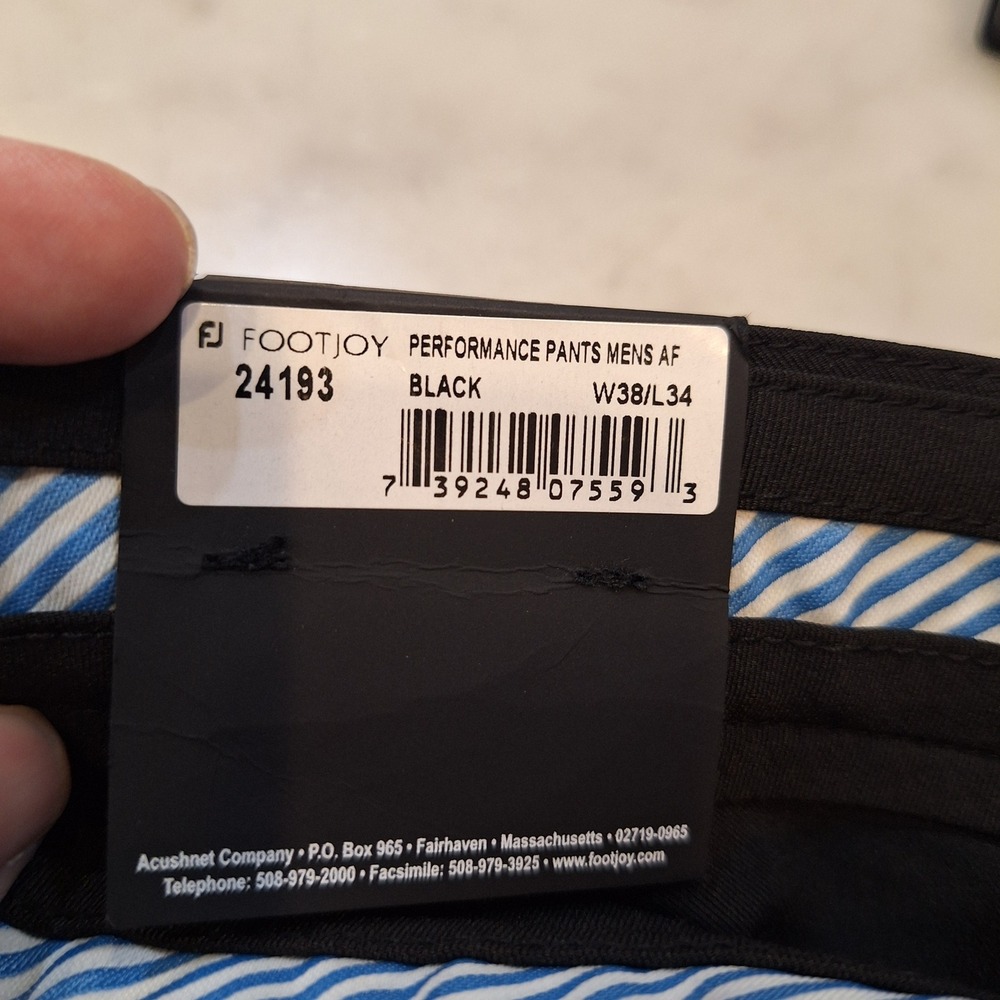 New FootJoy Performance Pants Mens W38 L34 Black Athletic Fit Golf 24193 Slimmer - Picture 6 of 9